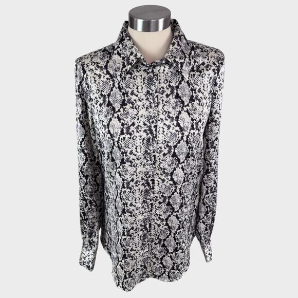 Tahari Womens Medium Button Front Snake Print Shirt - Picture 1 of 7